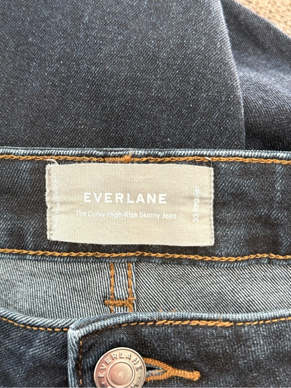 Everlane Women’s Dark Wash The Curvy High Rise Skinny Jean Size 33 Regular - Picture 7 of 7